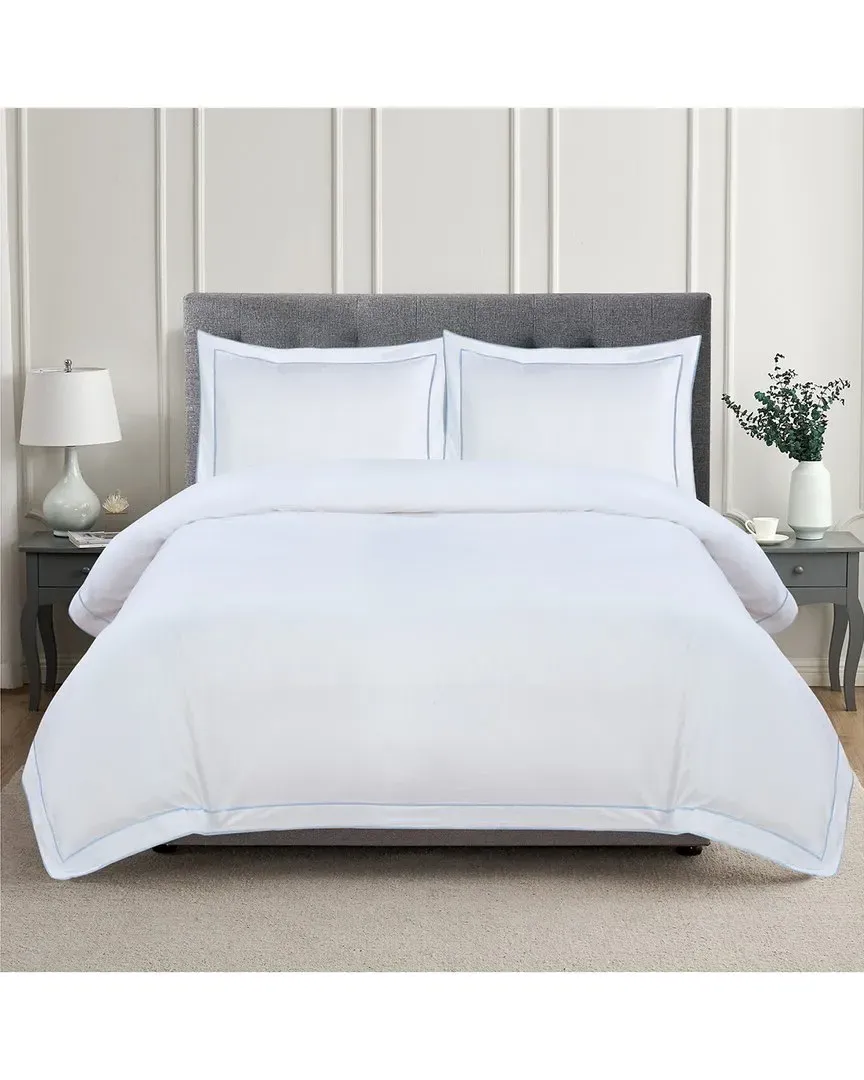 600 Thread Count Framed Embroidery Duvet Set - Blue, Cotton