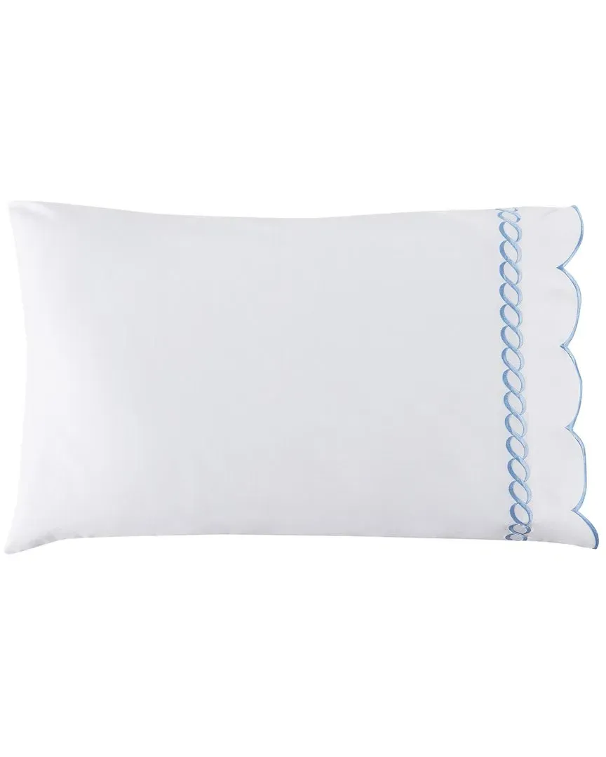 600 Thread Count Scallop Rope Embroidery Pillowcases - Blue image