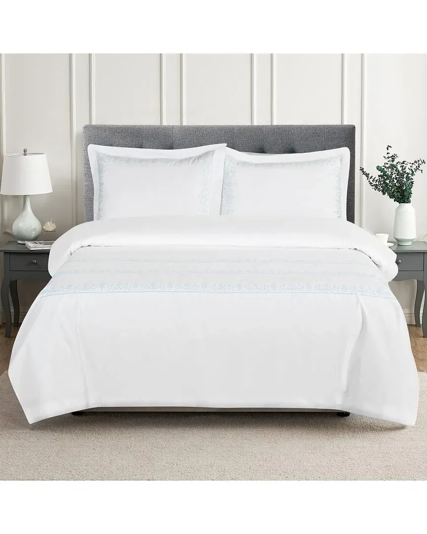 Baby's Breath Embroidered Duvet Set - Blue, Cotton