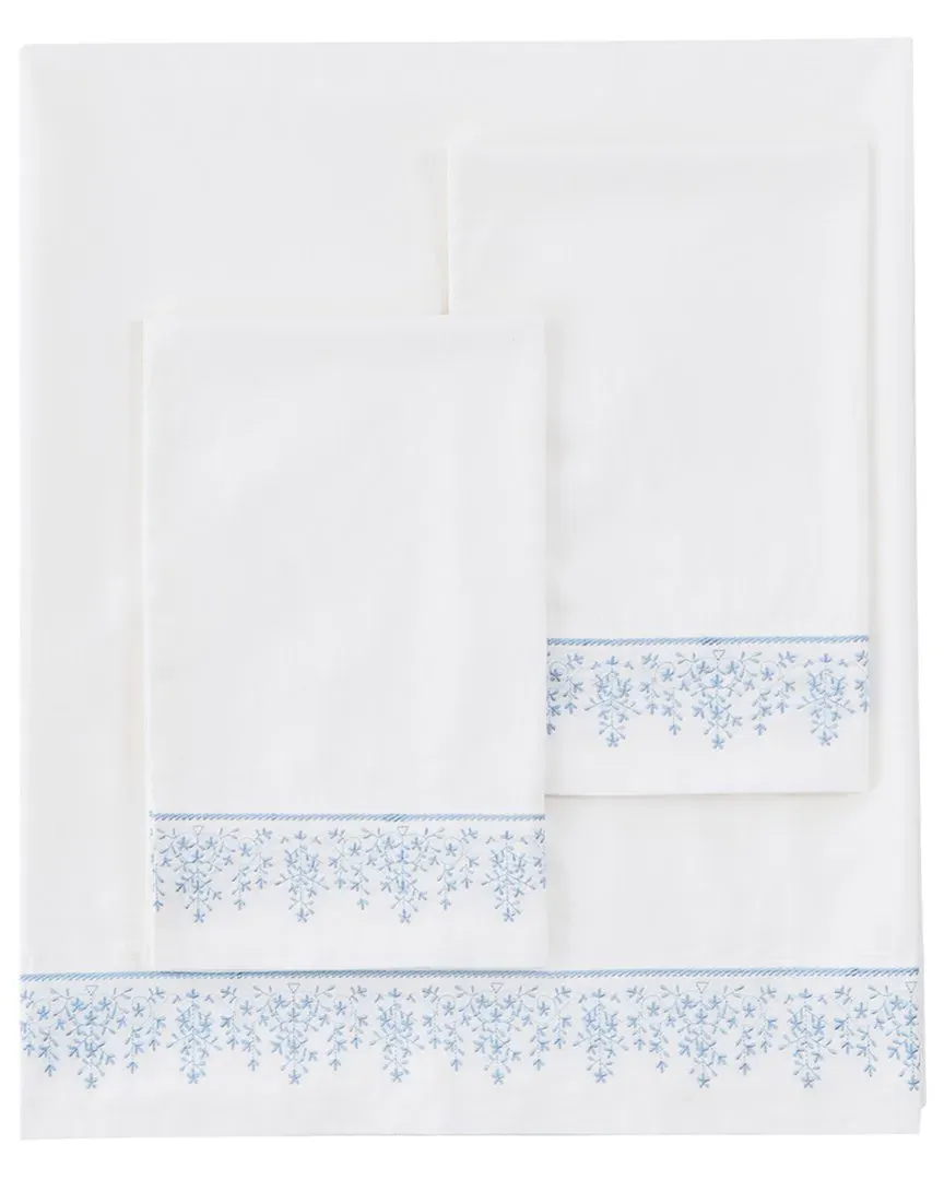 Baby's Breath Embroidered Sheet Set - Blue, Cotton image