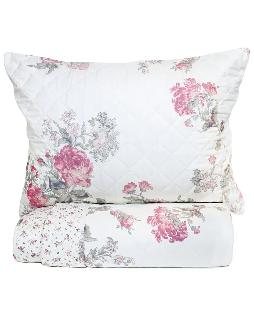 Cotton Percale Jardin De Rose Quilt Set - Pink image
