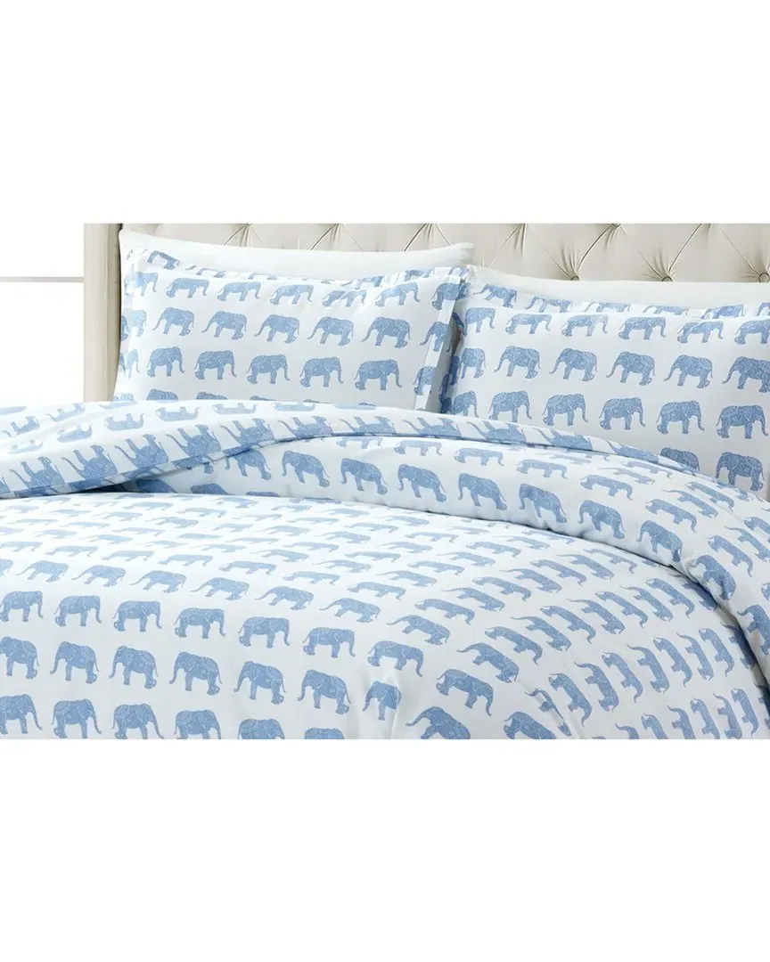 Elephants 400 Thread Count Duvet Set - Light Blue, Cotton