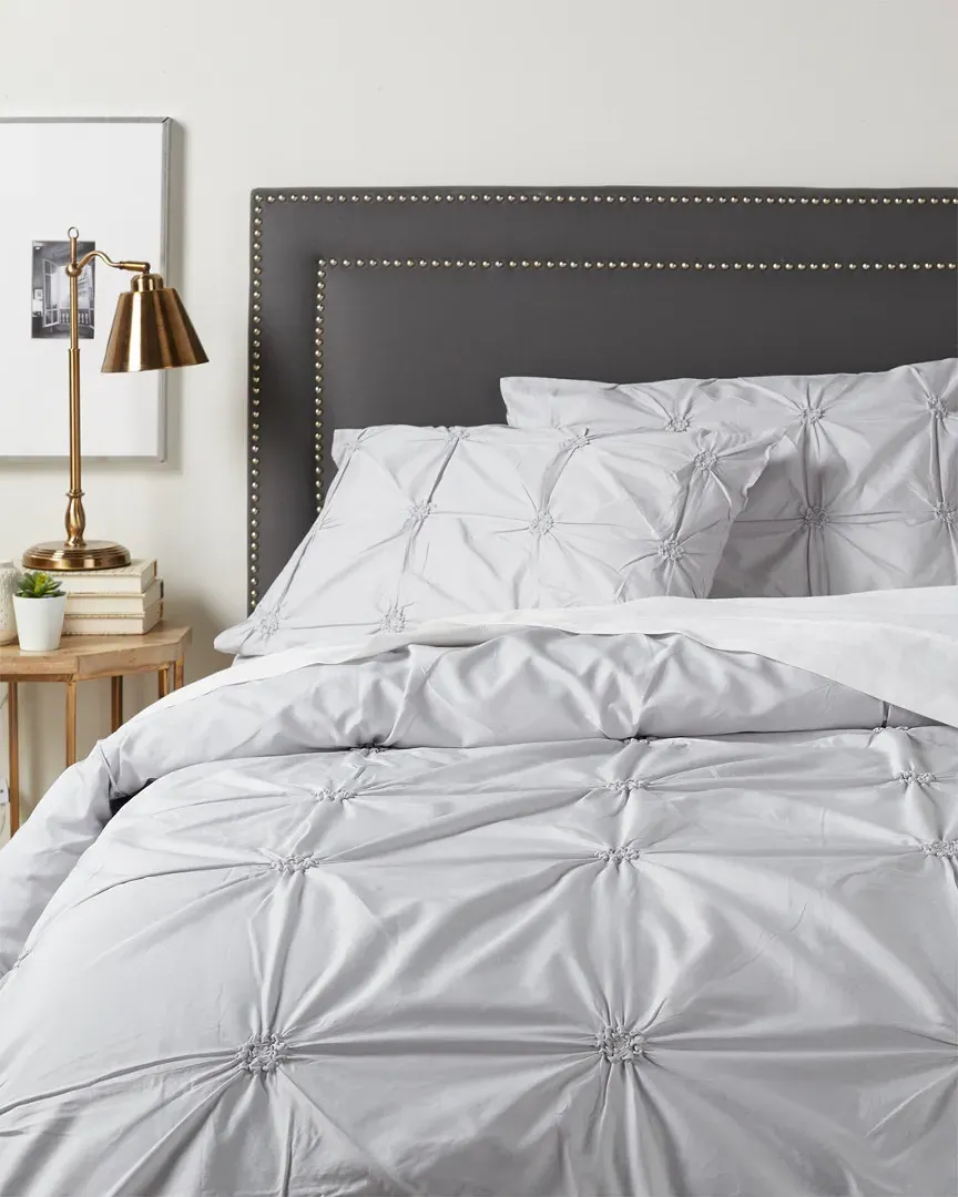 Epoque Gathered Duvet Set - Grey, Cotton image