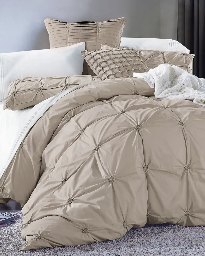 Epoque Gathered Duvet Set - Taupe, Cotton