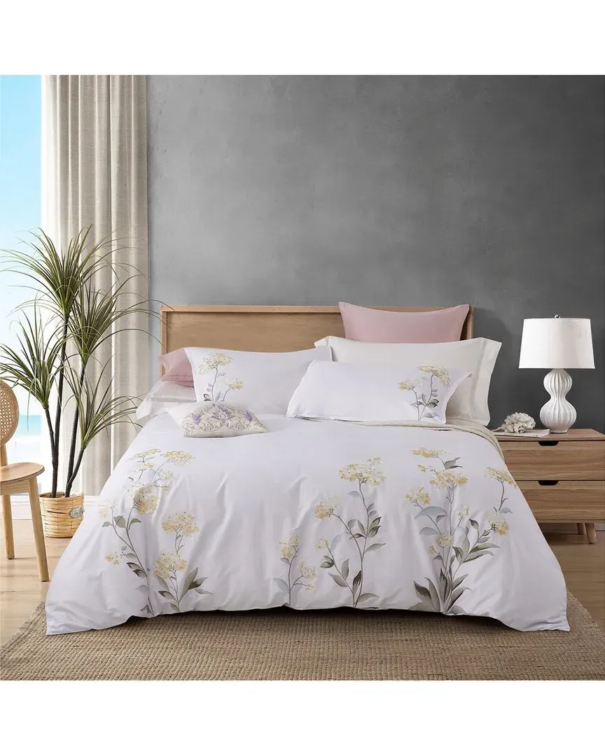 Hydrangea Embroidery 3pc Duvet Set - Yellow, Cotton image
