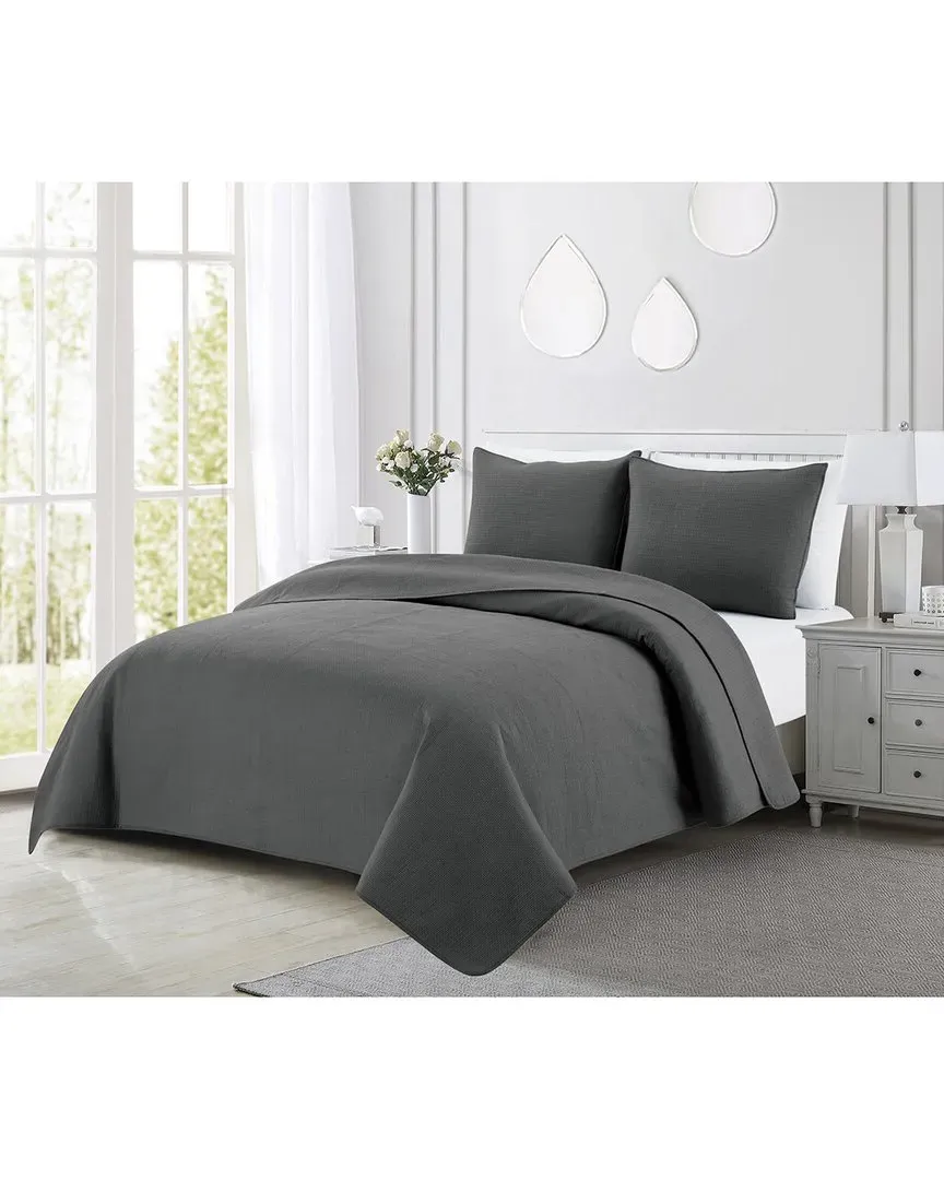 Knob Hill Quilt Set - Charcoal, Cotton