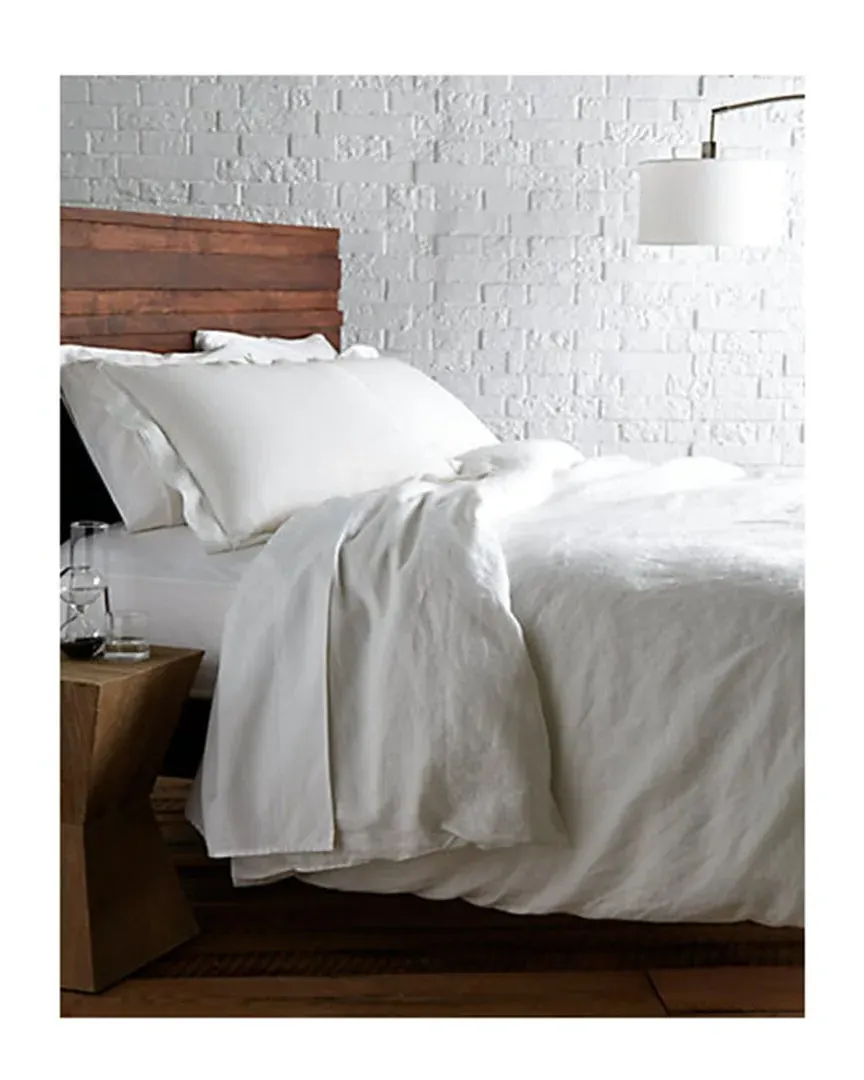 Linen Hemstitch Duvet Collection - White