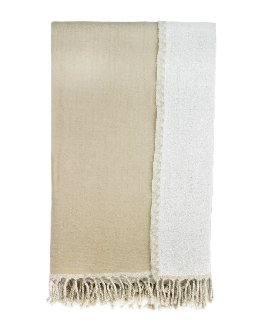 Merino Wool Reversible Throw with Fringe