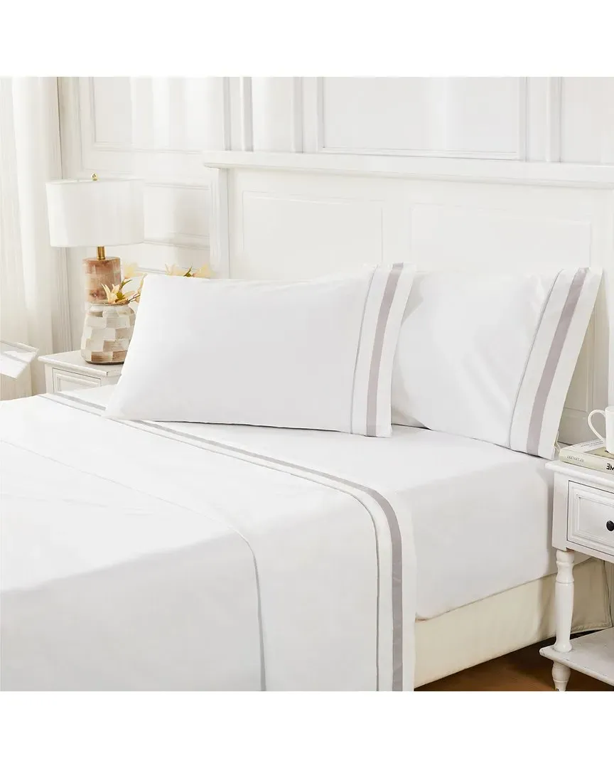Percale Double Border Sheet Set - Grey image