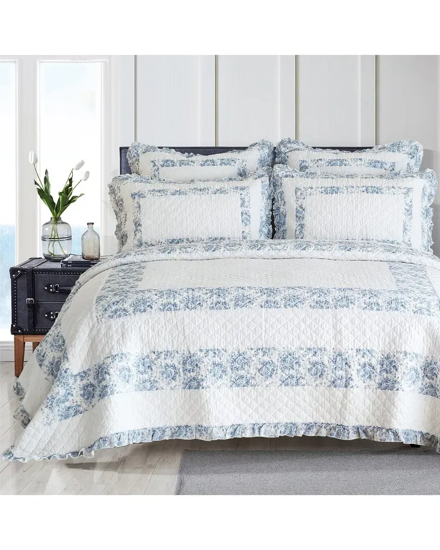 Soft Garden Quilt Set - Slate Blue, Cotton