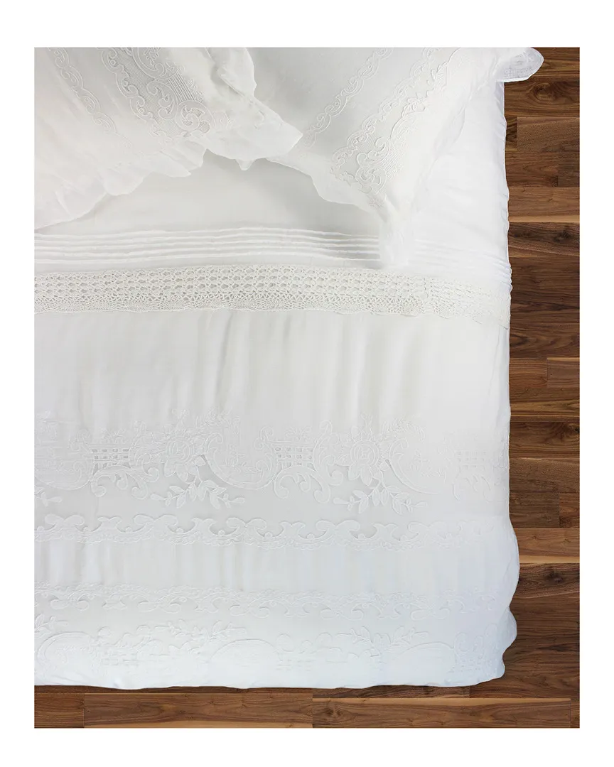 Tabitha Linen Duvet Set - White, Cotton