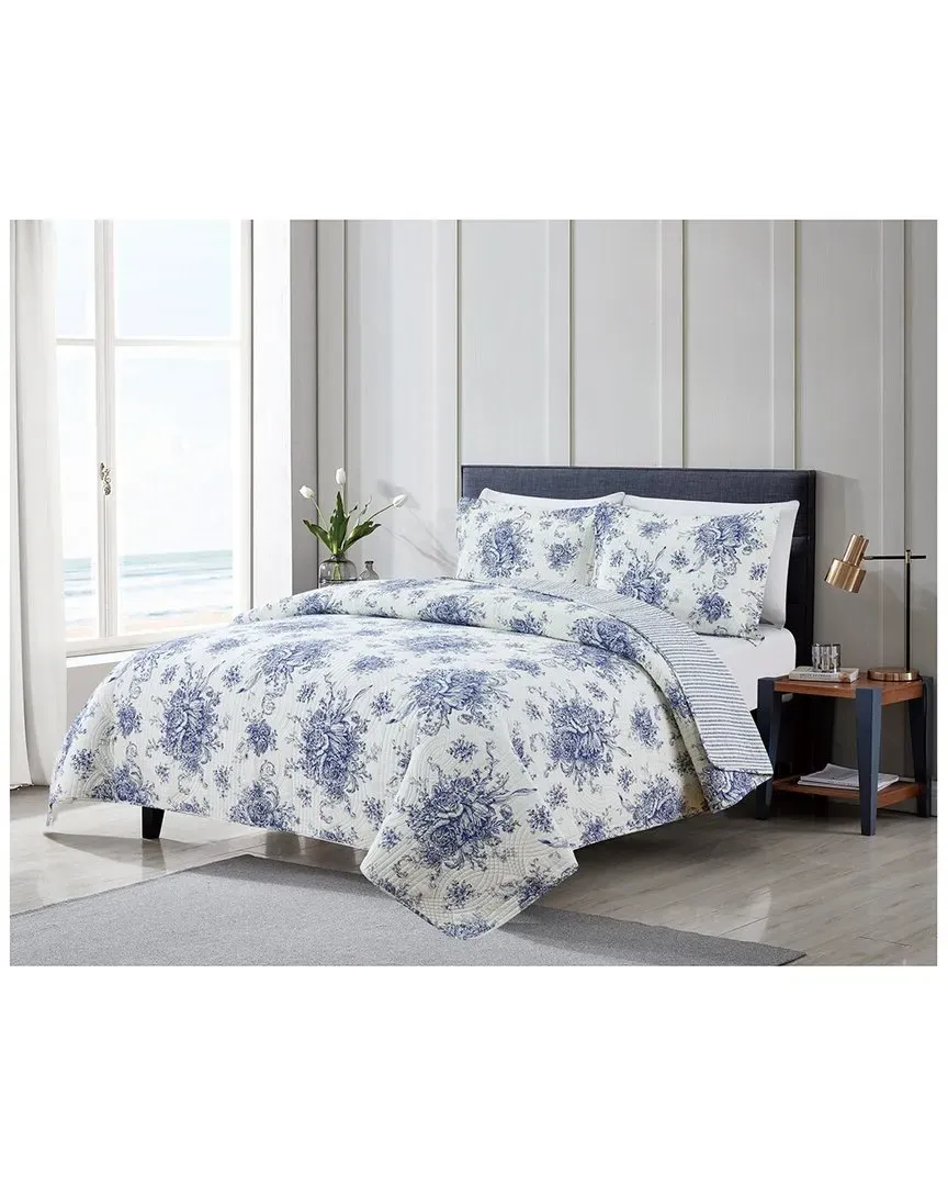 Toile Reversible Quilt Set - Cotton