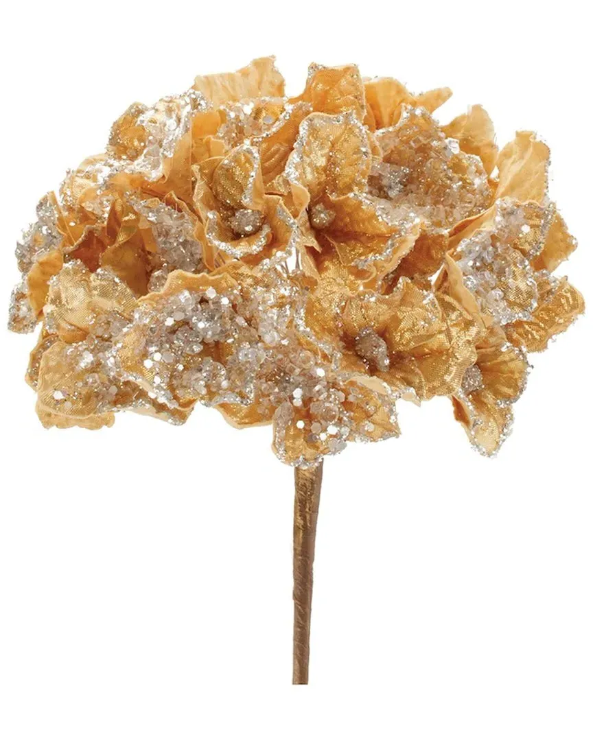 Set of 2 Beaded Hydrangea Flower Stems - Gold image