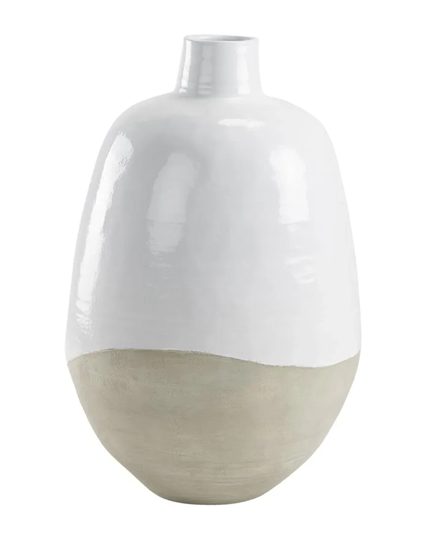 Amos Blocked Ceramic Floor Vase - White