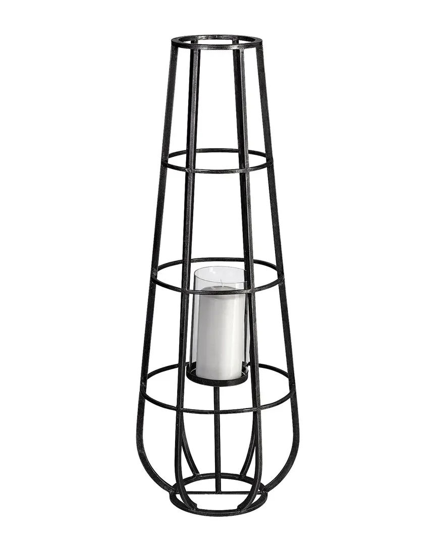 Bella Large Cylindrical Cage Candle Holder Lantern - Black, Metal