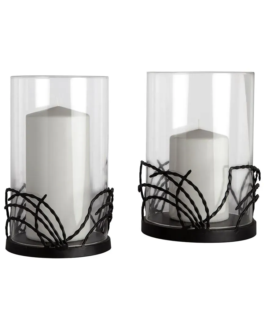 Cutlass I Set of 2 Table Candle Holders - Black, Glass