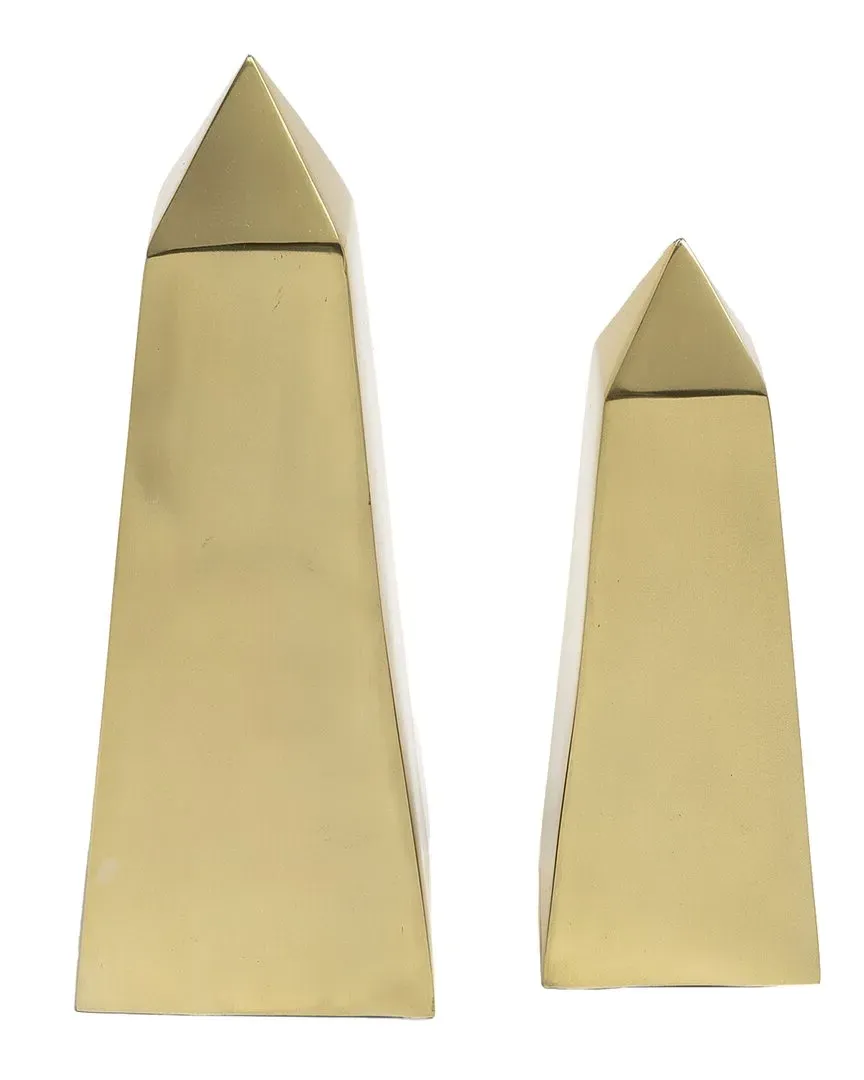 Giza Set of 2 Elongated Pyramids - Gold, Metal image