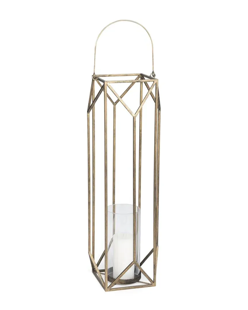 Ivy Large Geometric Cage Candle Holder Lantern - Gold, Metal image
