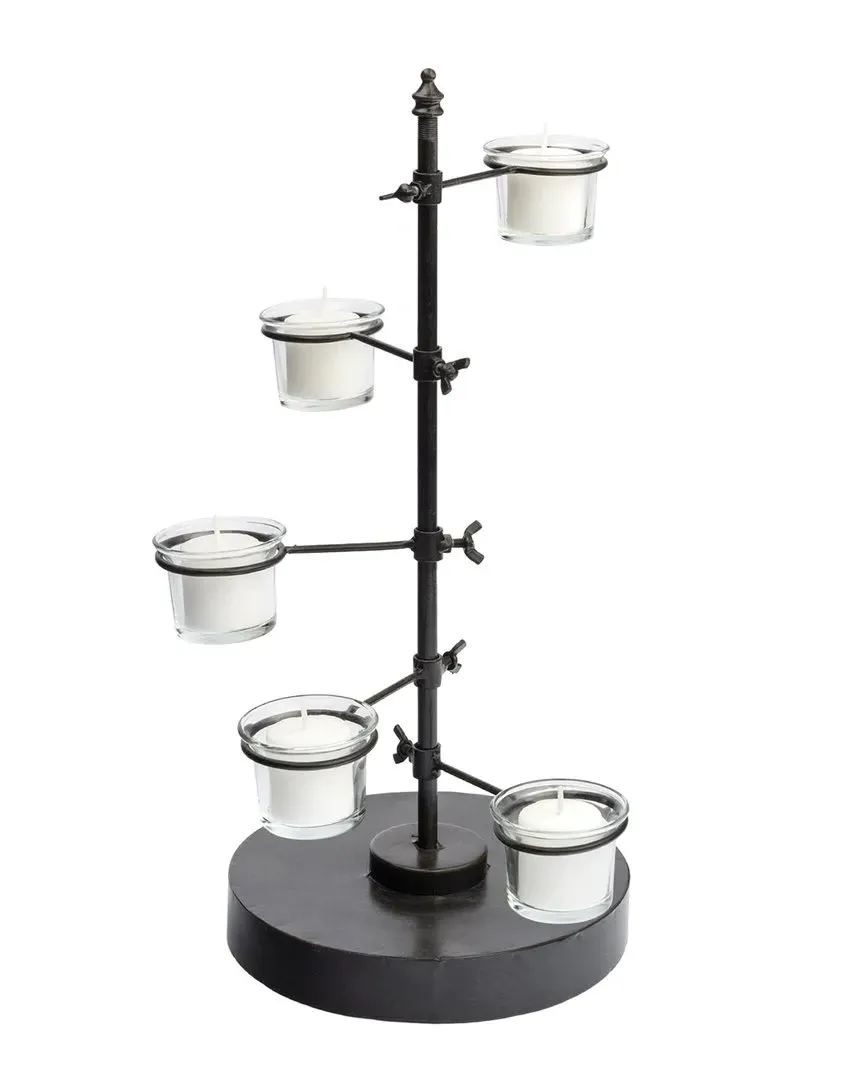 Jaran 5-Armed Tealight Candle Holder - Black, Metal