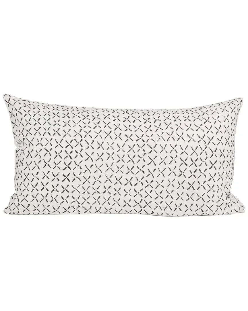 Jayden Lumbar Pillow Cover with Black X-Dot - Cream, Linen image