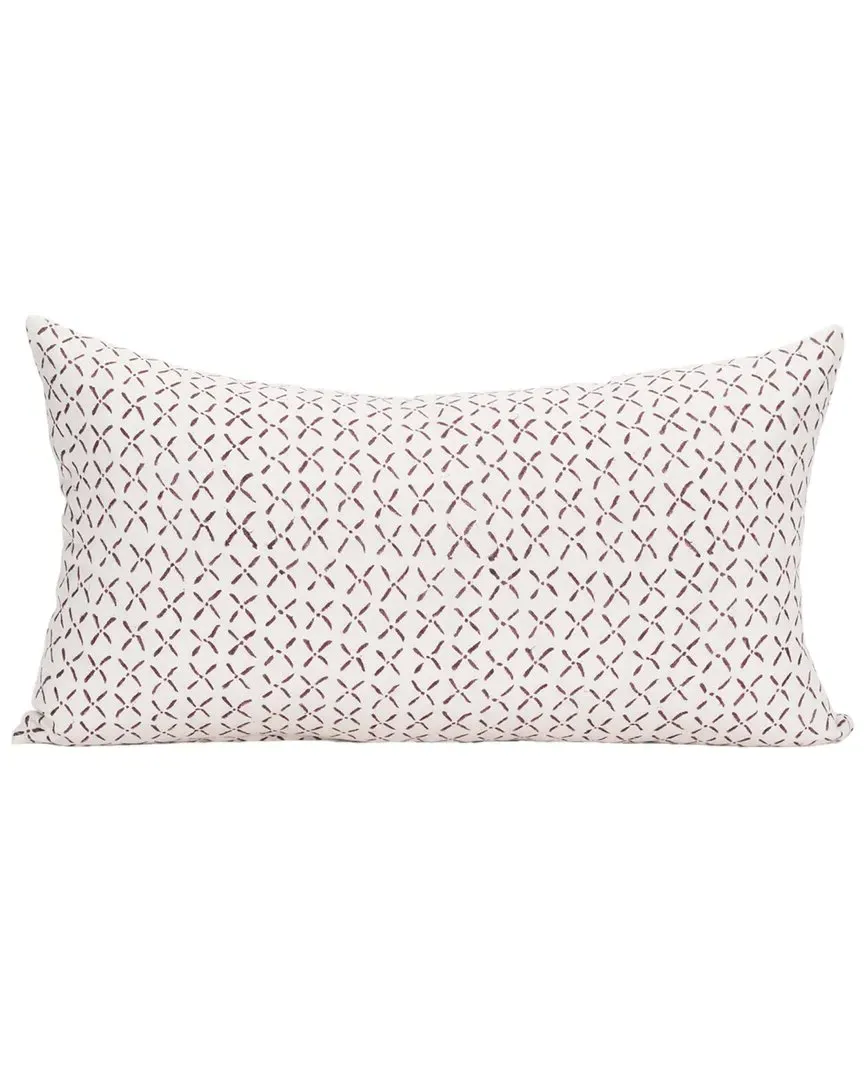 Jayden Lumbar Pillow Cover with Merlot X-Dot - Cream, Linen