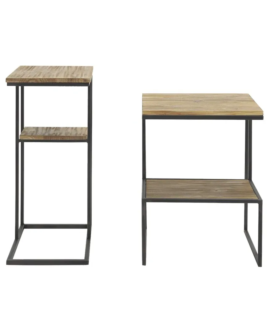 Ronin Square 2-Tier Accent Table - Black, Wood