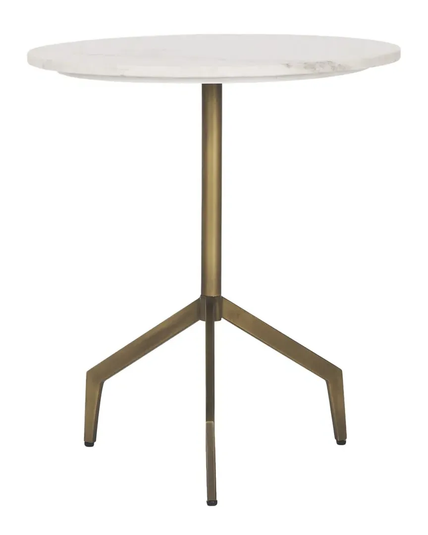 Serre Round End Table - White, Marble image