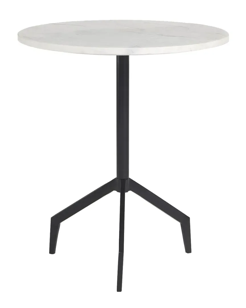 Serre Round End Table - White, Marble