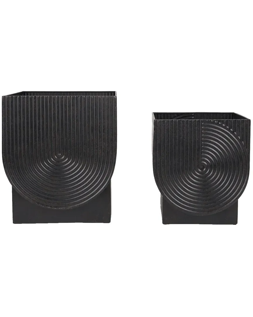 Set of 2 Medina Metal Planters - Black Antique image