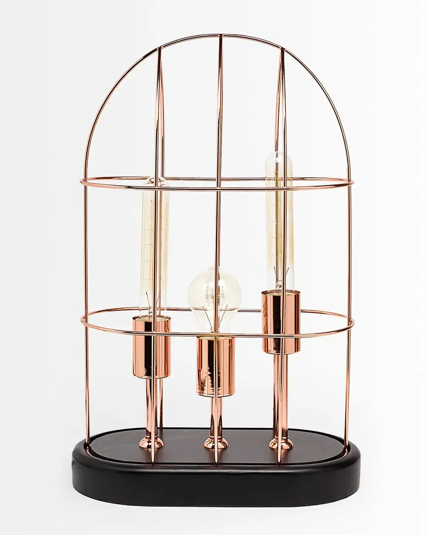 Sutton Cylindrical Cage 3-Bulb Table Lamp - Black, Metal image