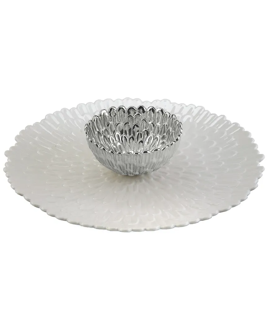 Chrysanthemum Chip & Dip Set - Metal image