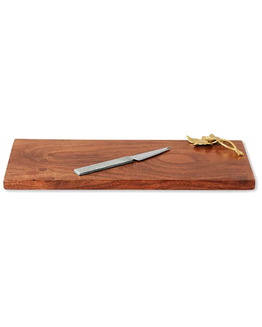 Ivy & Oak Bread Board with Knife - Natural Brass, Wood