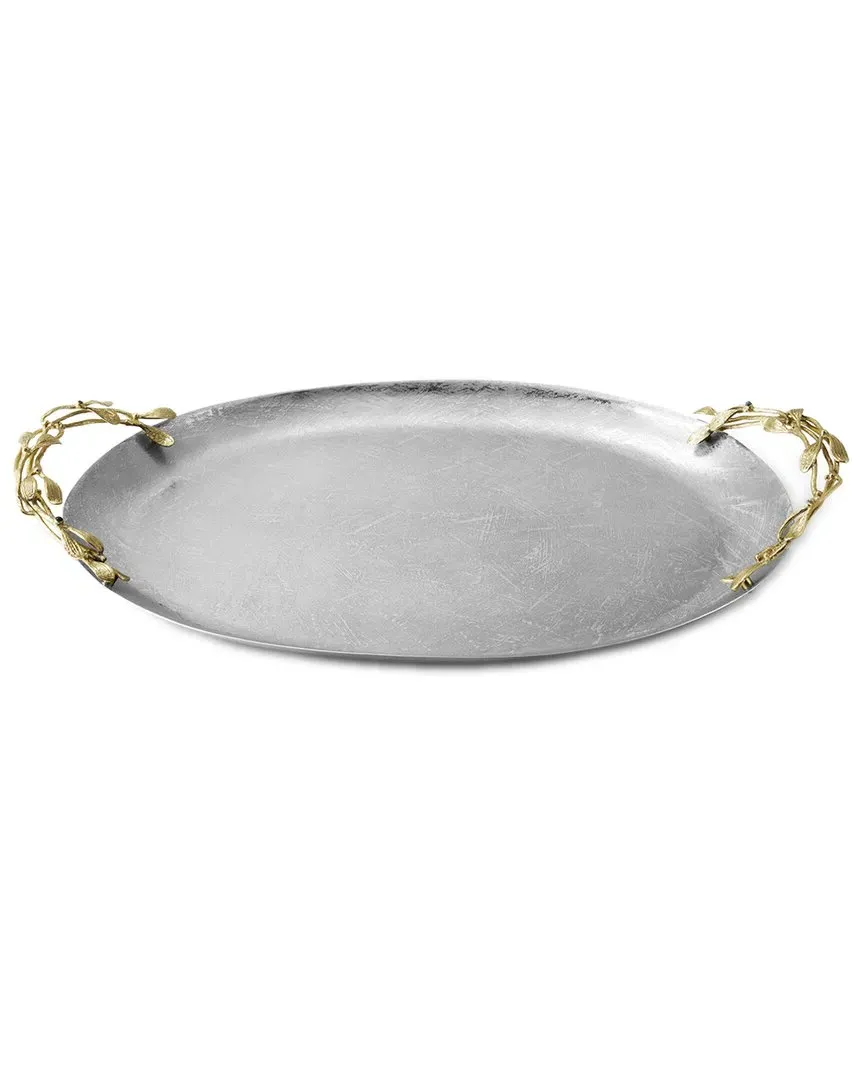 Michael Aram Mistletoe Oval Tray - Silver, Stainless Steel image