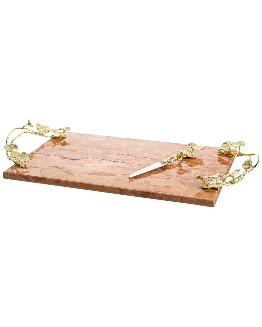 Monet's Garden Cheeseboard & Knife - Gold, Marble image