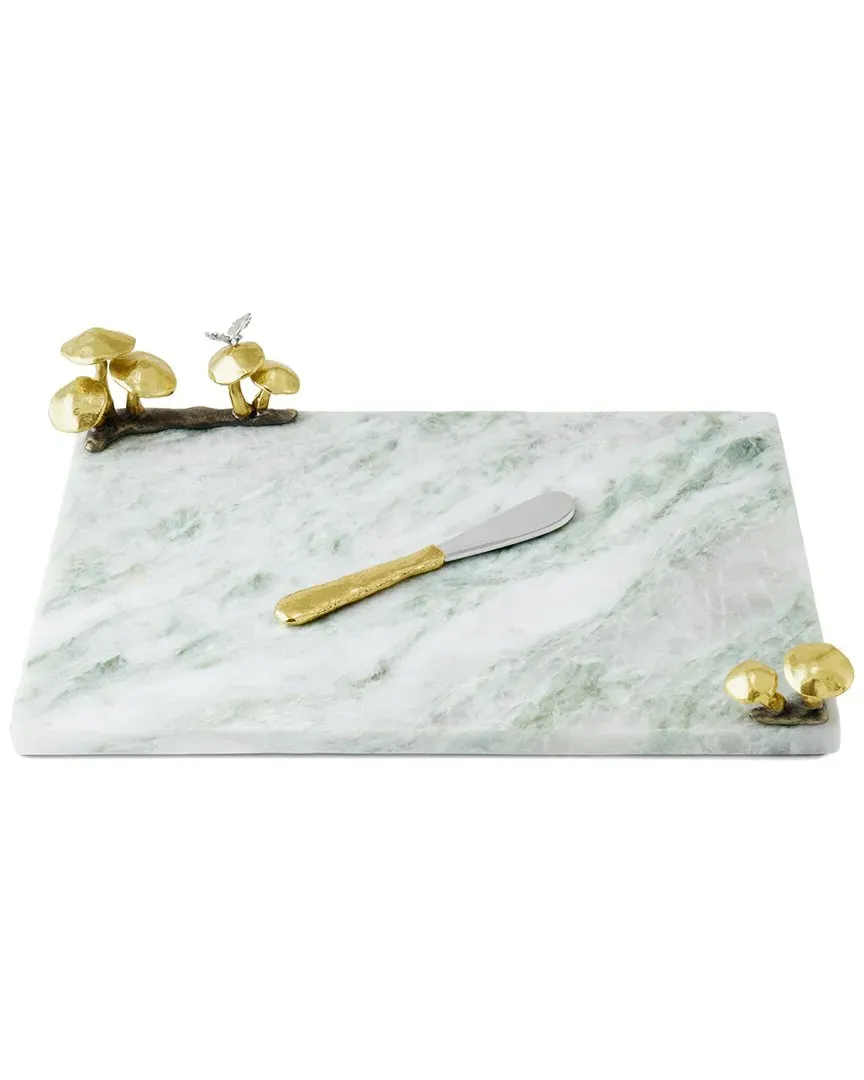 Mushroom Cheeseboard with Spreader - Marble, Brass image