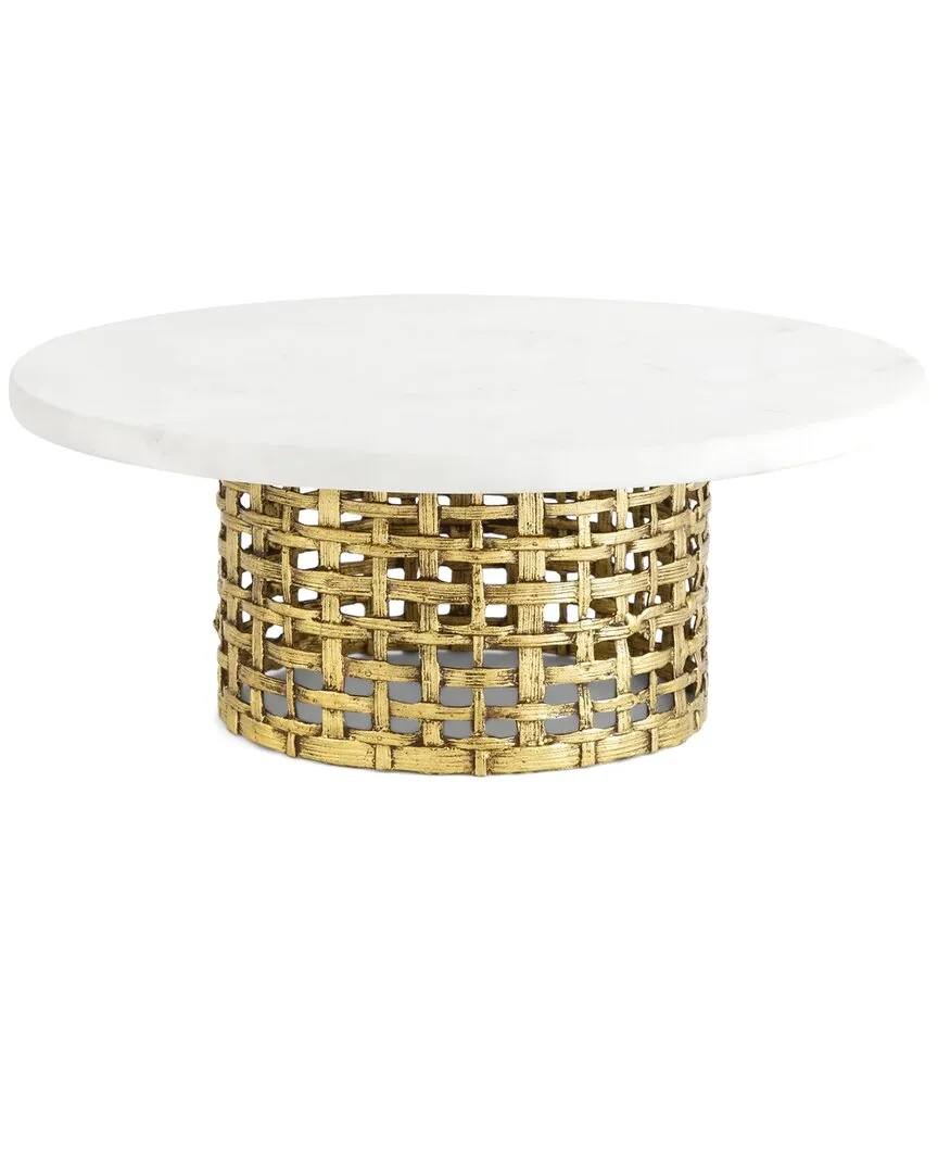 Palm Cake Stand - Brass, Stone image