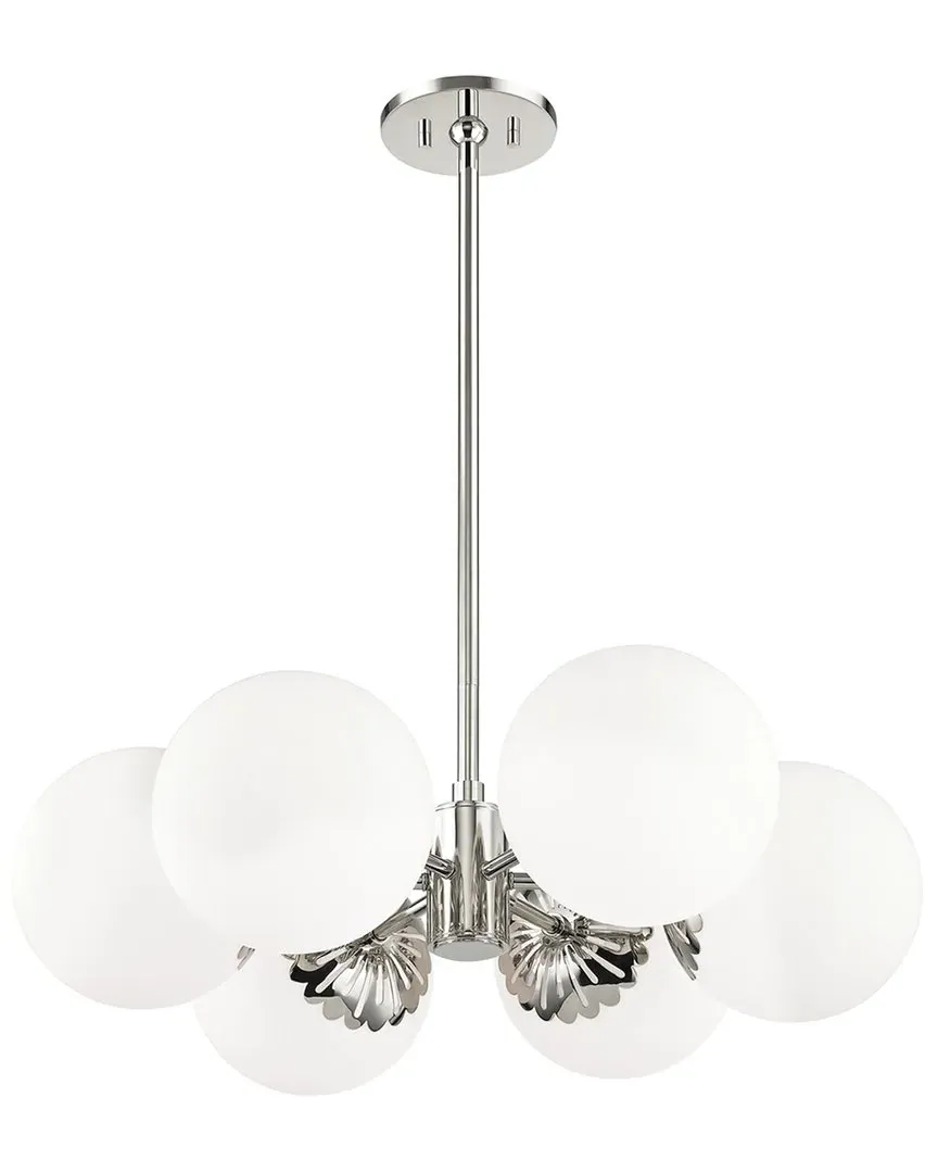 Paige Chandelier - Polished Nickel, Opal Glass image