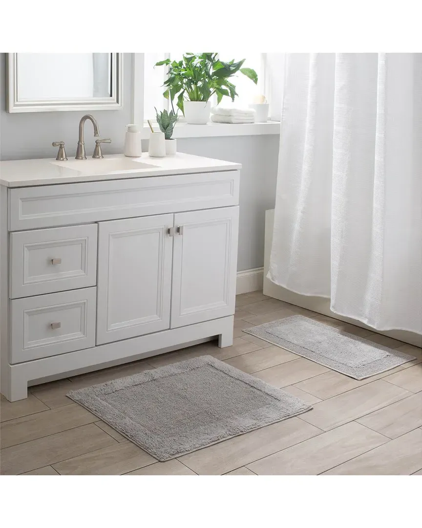 Brighton 2-Piece Bath Mat Set - Grey, Cotton image