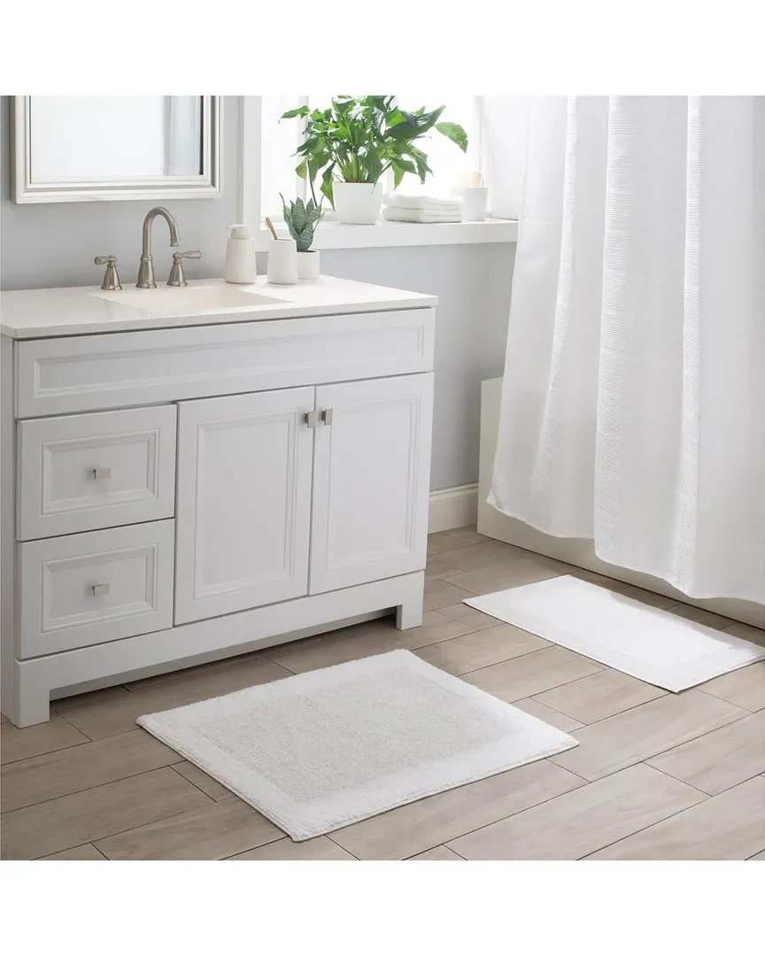 Brighton 2-Piece Bath Mat Set - White, Cotton