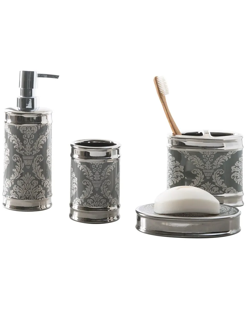 Damask Bath Countertop 4pc Set - Silver image