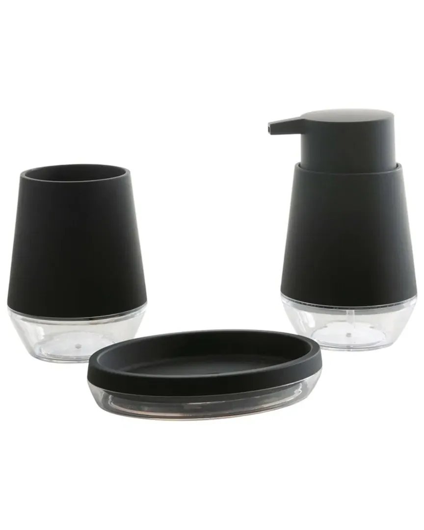 Oslo Bath Countertop 3Pc Set - Black, Plastic image