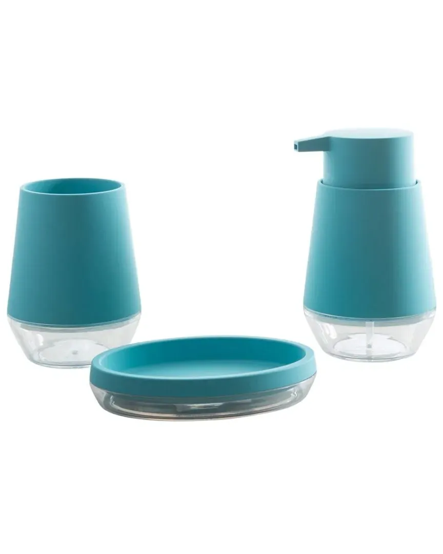 Oslo Bath Countertop 3Pc Set - Blue, Plastic