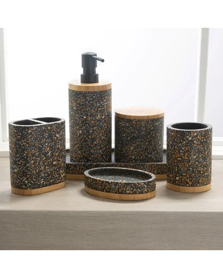 Soren 6-Piece Bath Countertop Set - Black, Cement image