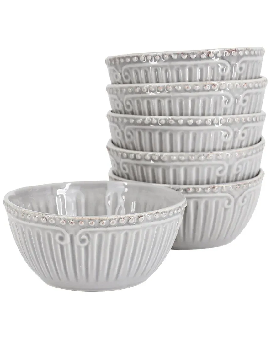 Capri 6pc Stoneware Embossed Cereal Bowls - Grey image
