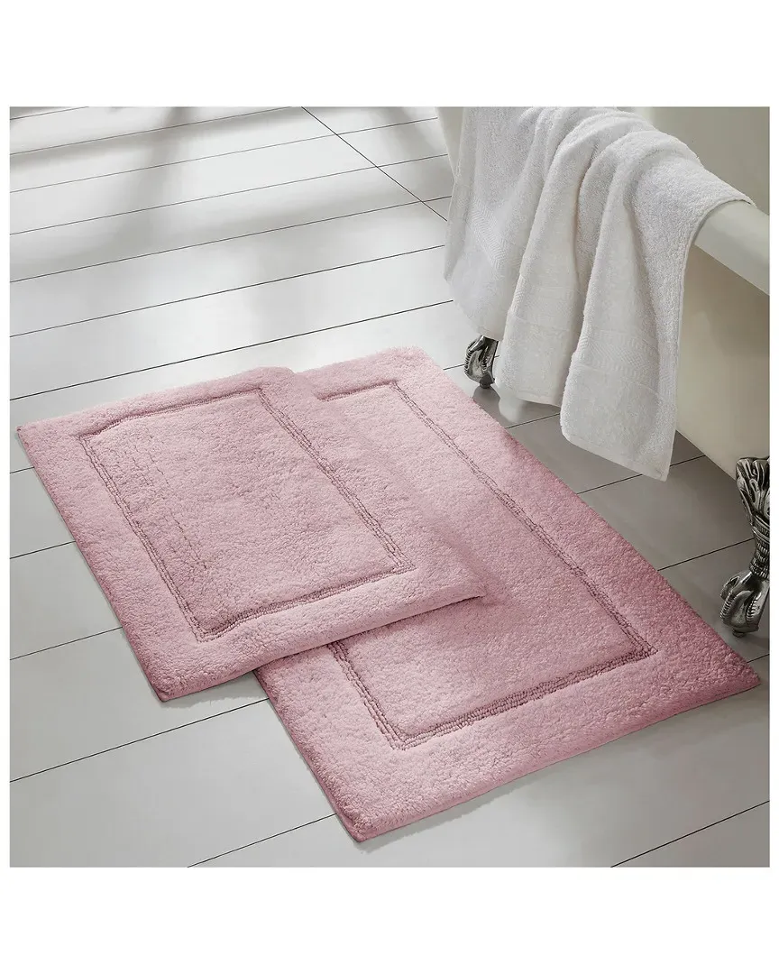 2-Pack Solid Loop Bath Mat Set with Non-Slip Backing - Rose image