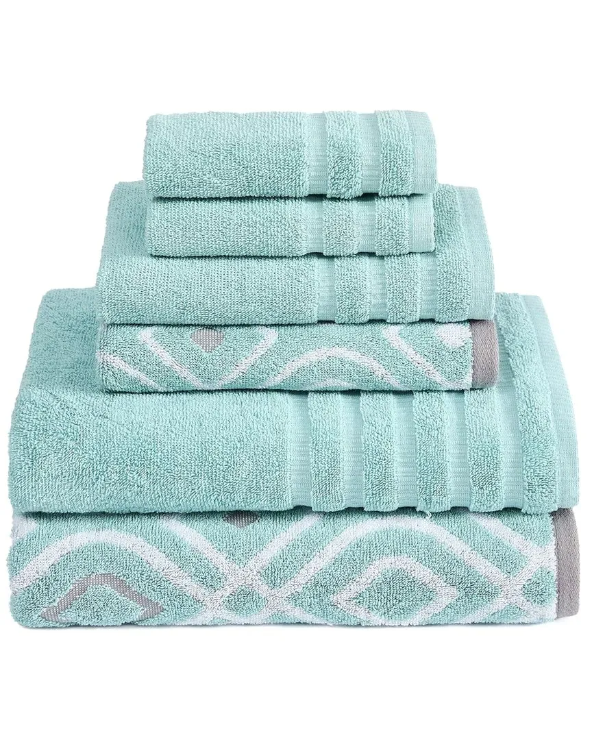 6pc Oxford Yarn Dyed Towel Set - Aqua image
