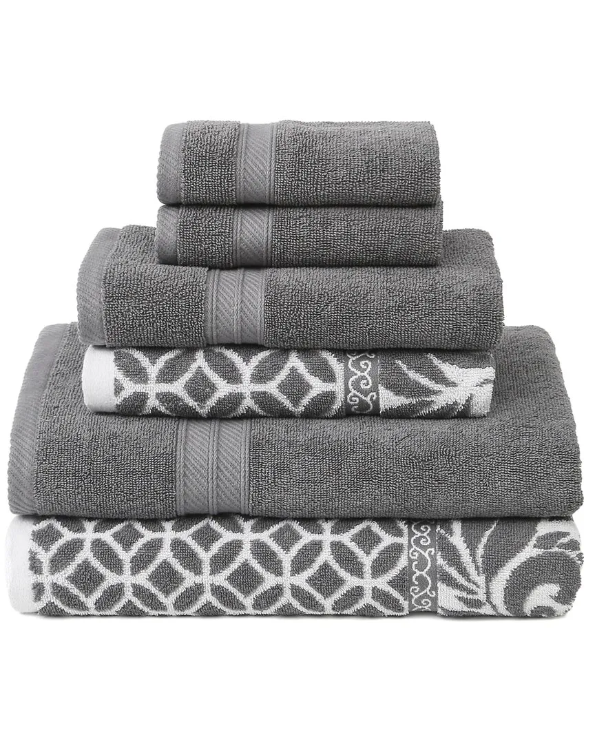 6pc Reversible Trellis Yarn Dyed Jacquard Towel Set - Platinum image