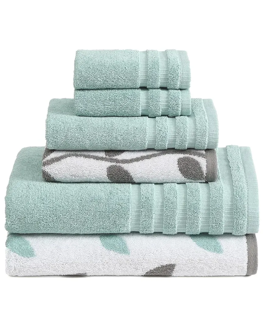 6pc Vines Yarn Dyed Towel Set - Aqua, Cotton