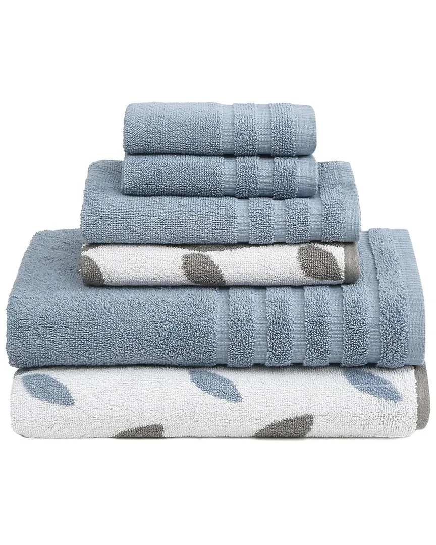 6pc Vines Yarn Dyed Towel Set - Blue, Cotton image