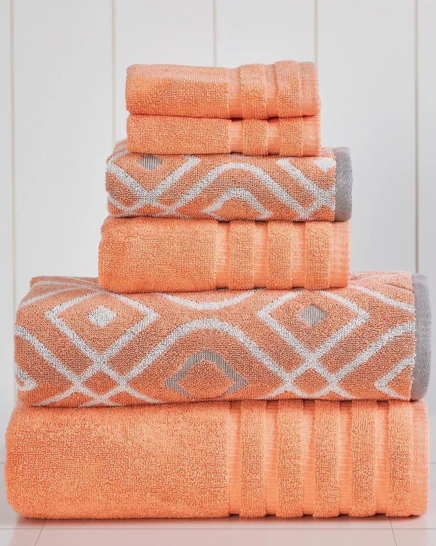 6pc Yarn Dyed Oxford Towel Set - Coral